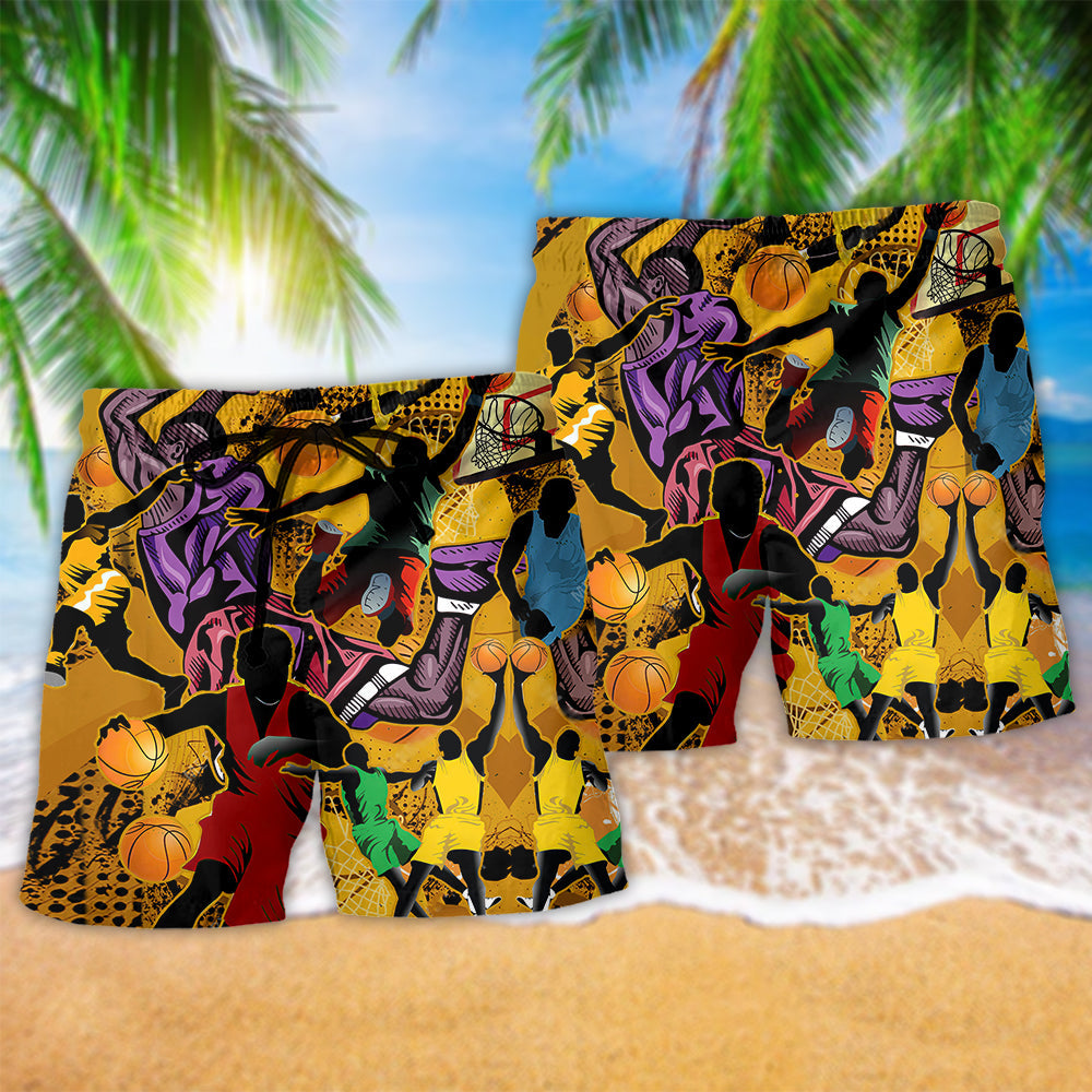 Basketball Color Beach Shorts Pattern Detail For Outdoor Activities And Comfortable Daily Wear