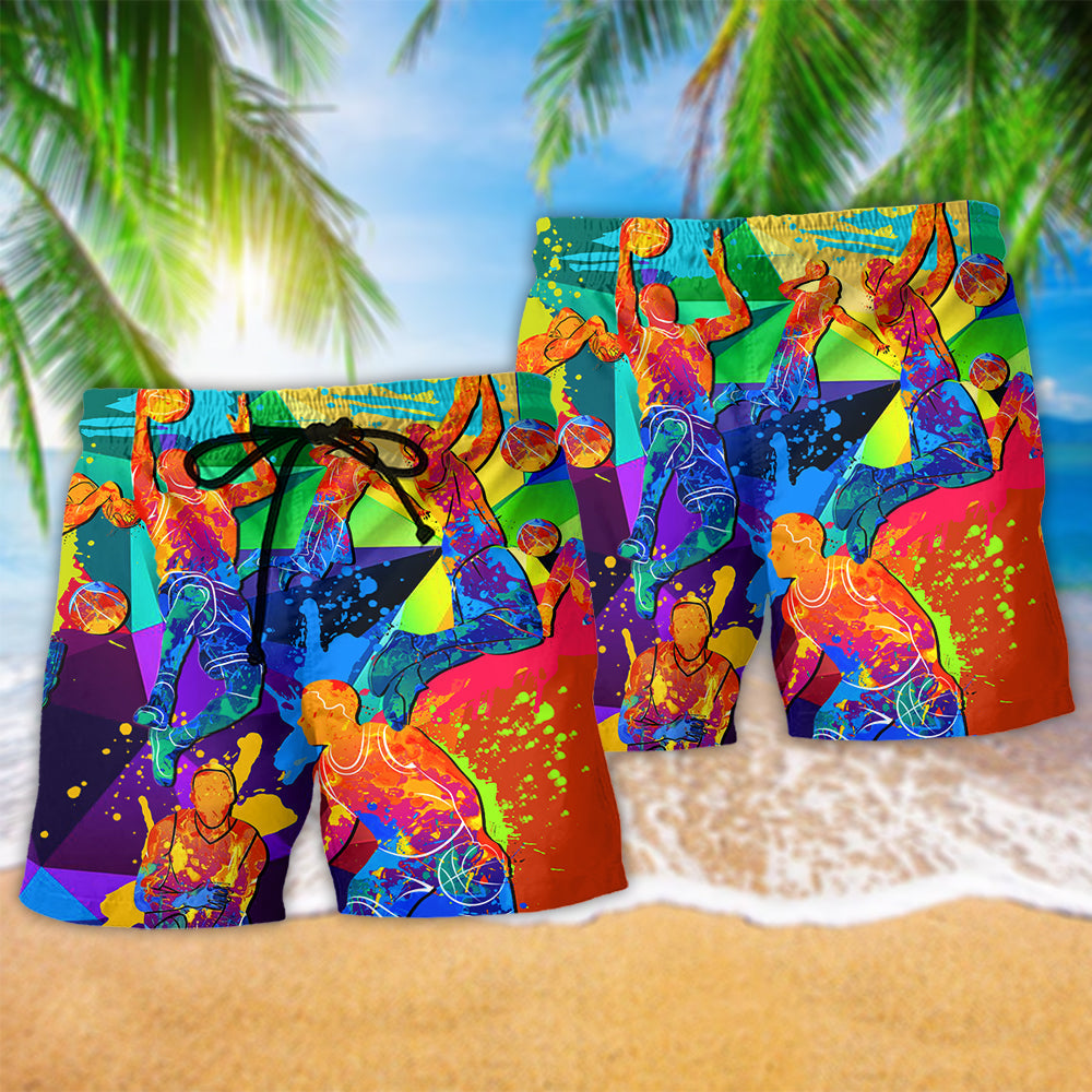 Basketball Love Colorful Energy Beach Shorts Print View For Coastal Escapes And Casual Outings