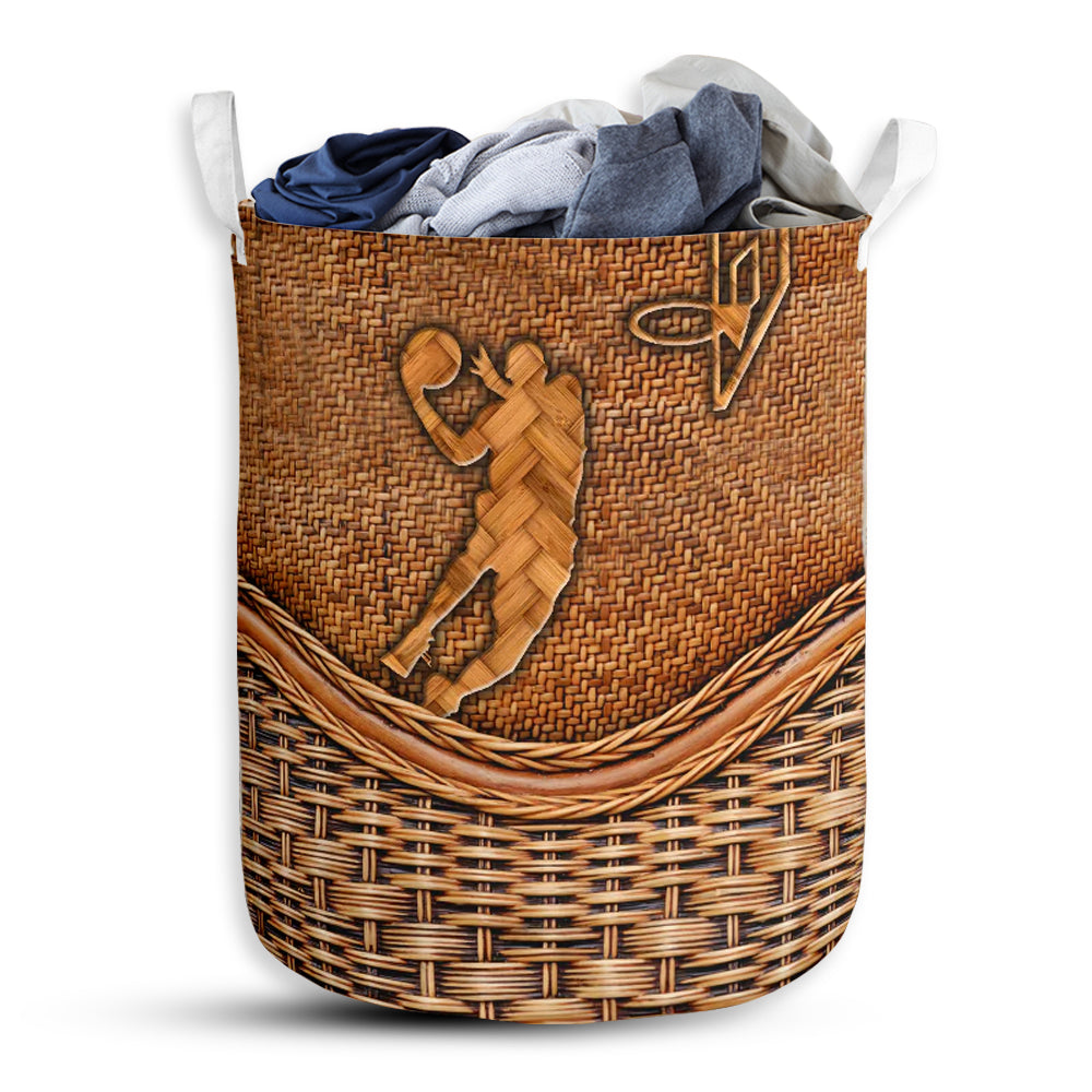 Small Size Basketball Male Rattan Texture Laundry Basket For Bathroom Bedroom Storage
