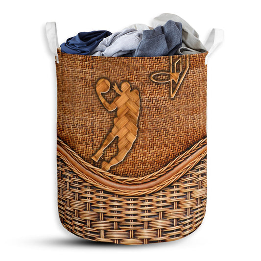 Small Size Basketball Male Rattan Texture Laundry Basket For Bathroom Bedroom Storage