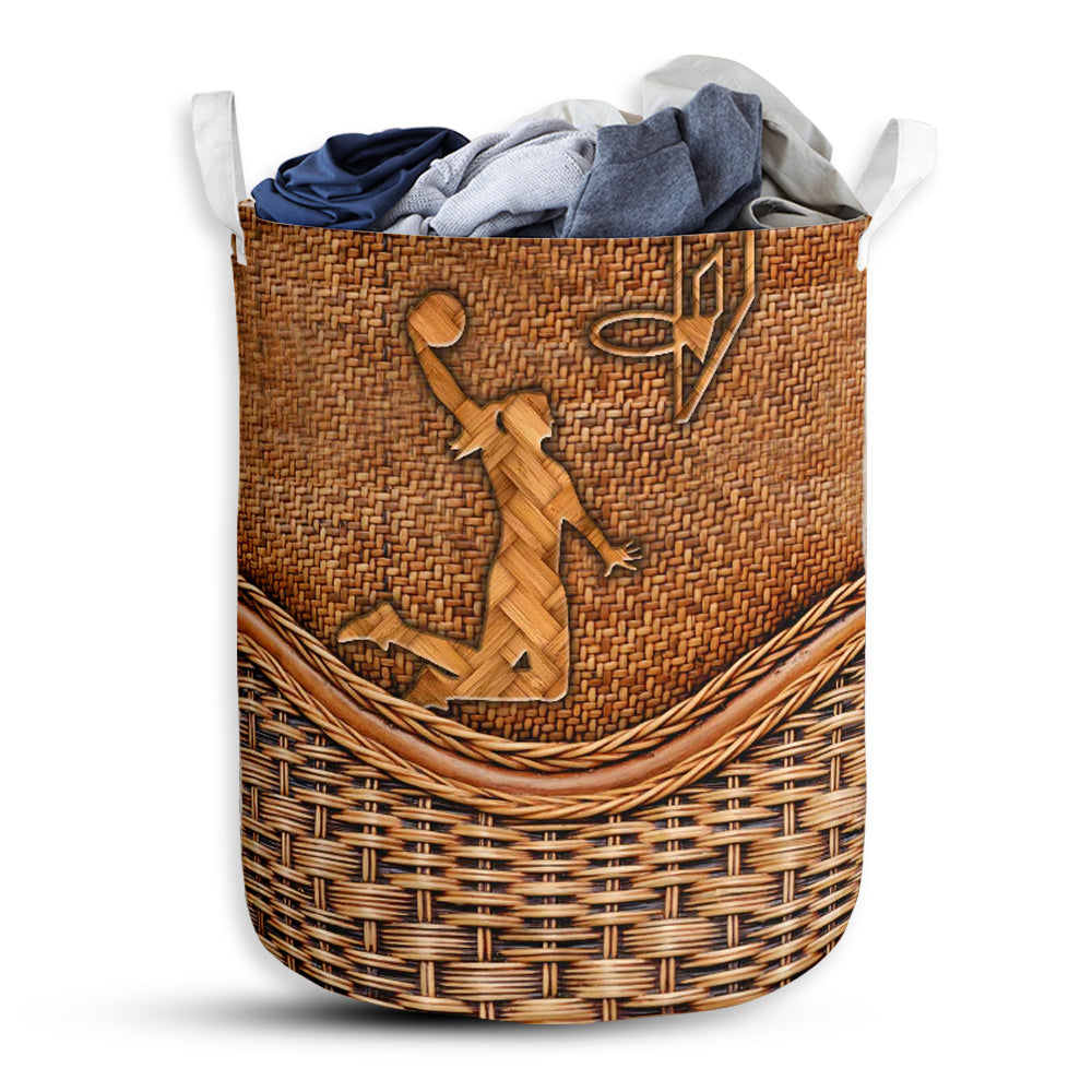 Small Size Basketball Rattan Texture Beautiful Style Laundry Basket For Bathroom Bedroom Storage