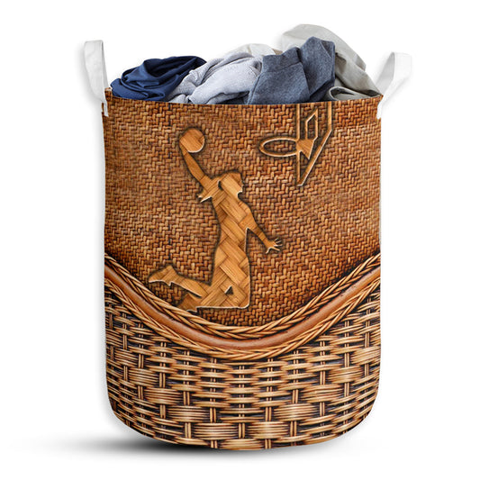 Small Size Basketball Rattan Texture Beautiful Style Laundry Basket For Bathroom Bedroom Storage