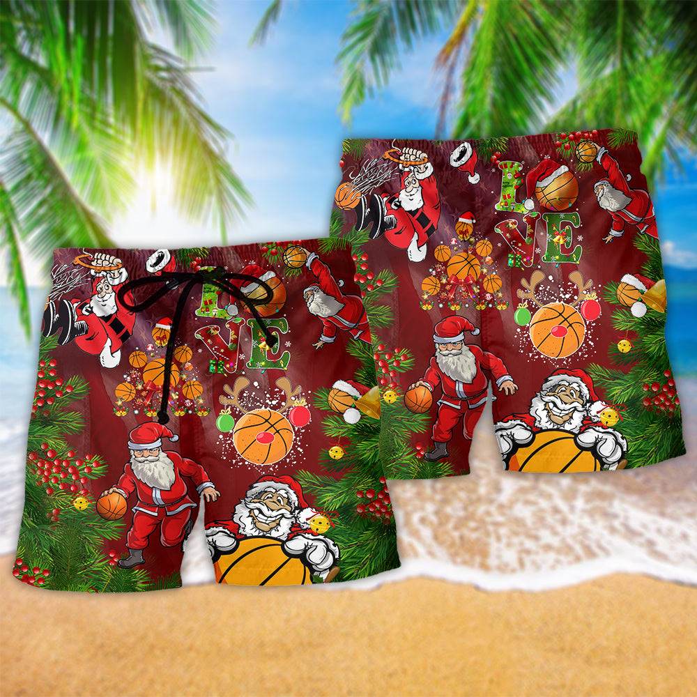 Basketball Santa Holiday Sports Beach Shorts For Resort Travel And Thoughtful Summer Gifting