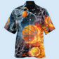 Basketball Fire Water Hawaiian Shirt For Summer Vacation And Beach Travel