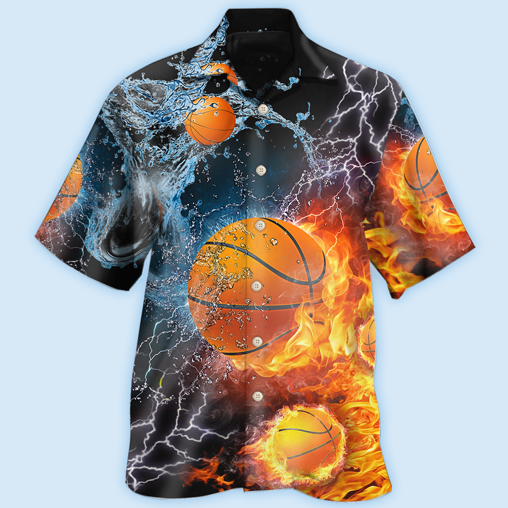 Basketball Fire Water Hawaiian Shirt For Summer Vacation And Beach Travel