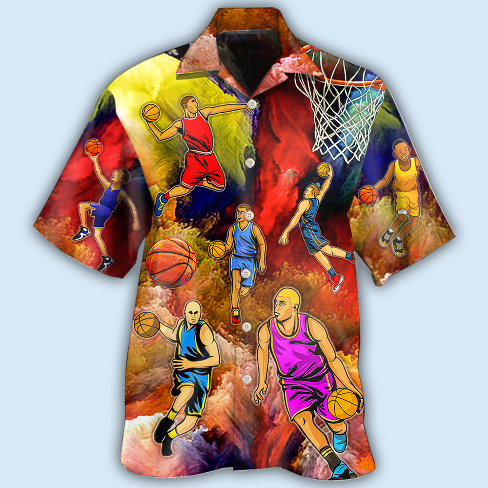 Colorful Basketball Hawaiian Shirt For Summer Vacation And Beach Travel