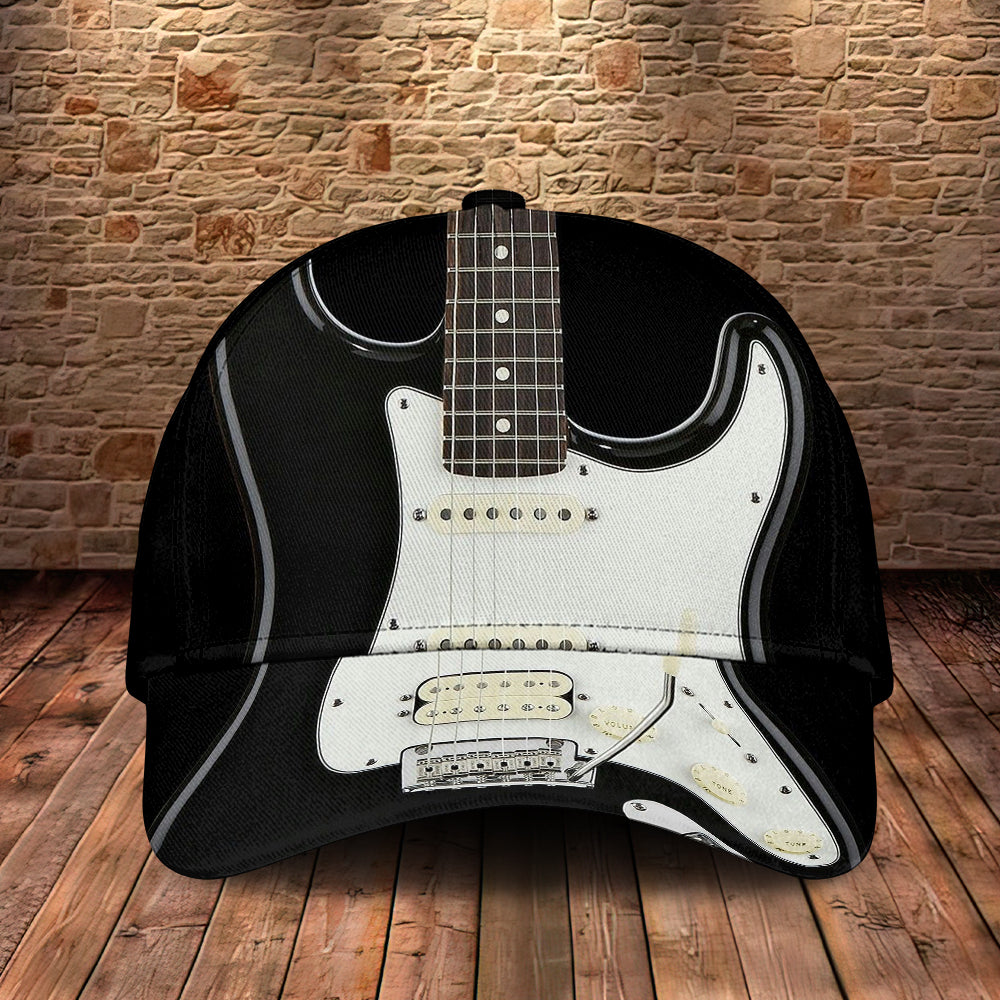 Black White Bass Guitar Classic Cap For Summer Outings Festivals And Relaxed Daily Wear