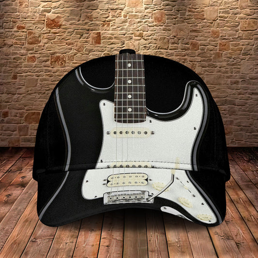 Black White Bass Guitar Classic Cap For Summer Outings Festivals And Relaxed Daily Wear