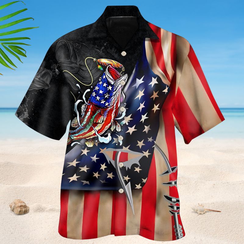American Bass Fishing Hawaiian Shirt For Holiday Gatherings, Coastal Trips, And Proud Seasonal Style