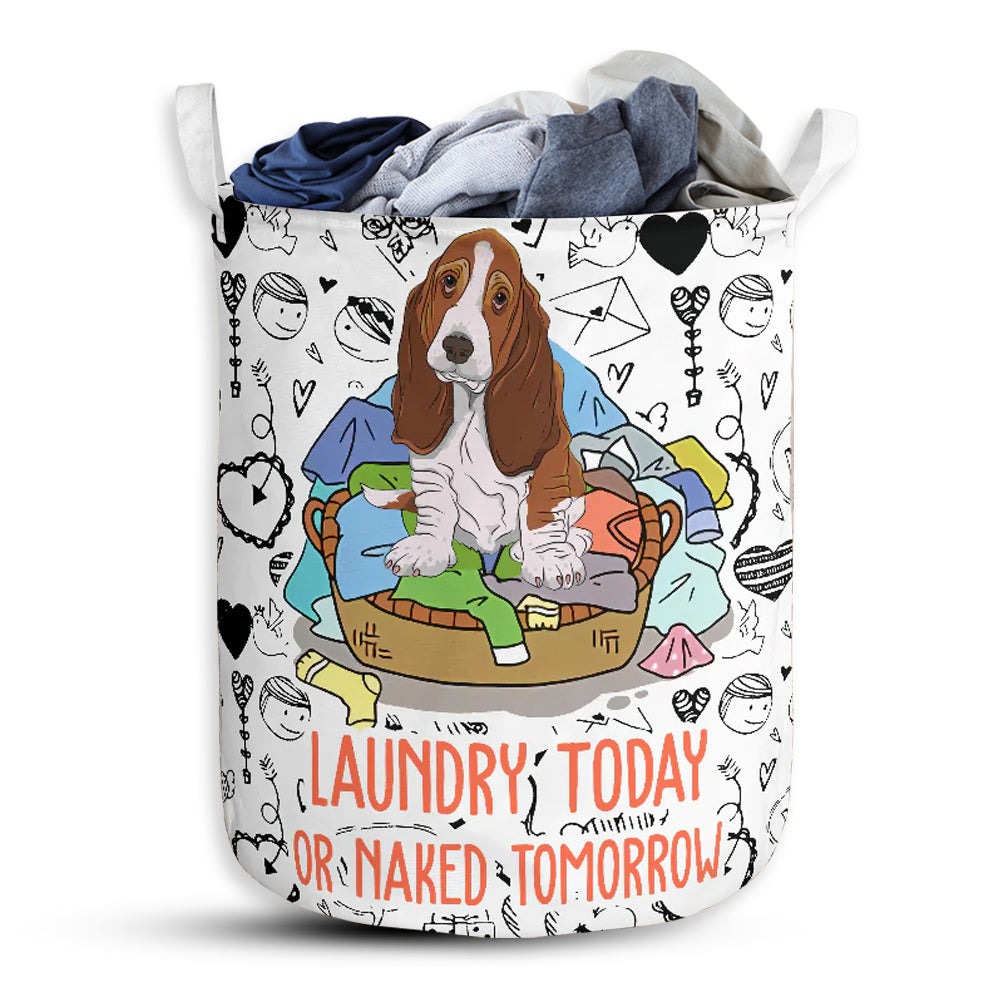 Small Size Basset Hound Dog Love Pattern Laundry Basket For Bathroom Bedroom Storage