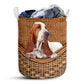 Small Size Basset Hound Dog Rattan Texture Laundry Basket For Bathroom Bedroom Storage