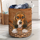 Basset Hound Dog Rattan Texture So Cute Laundry Basket For Room Home Organizer