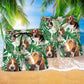 Tropical Leaf Basset Hound Beach Shorts Pattern Detail For Summer Travel And Everyday Comfort
