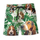 Tropical Leaf Basset Hound Beach Shorts For Coastal Adventures And Everyday Comfort
