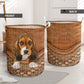 Basset Hound Dog Rattan Texture So Cute Laundry Basket For Nursery Dorm And Home Storage