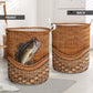 Bass Fishing Rattan Texture Laundry Basket For Nursery Dorm And Home Storage