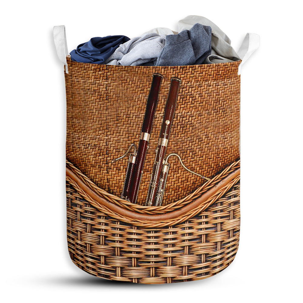 Small Size Bassoon Rattan Texture Laundry Basket For Bathroom Bedroom Storage