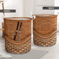 Bassoon Rattan Texture Laundry Basket For Room Home Organizer