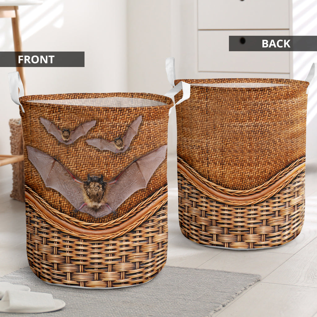 Bat Rattan Texture Laundry Basket For Nursery Dorm And Home Storage