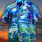 Blue Shark Ocean Hawaiian Shirt Artwork View For Weekend Travel And Beach Style