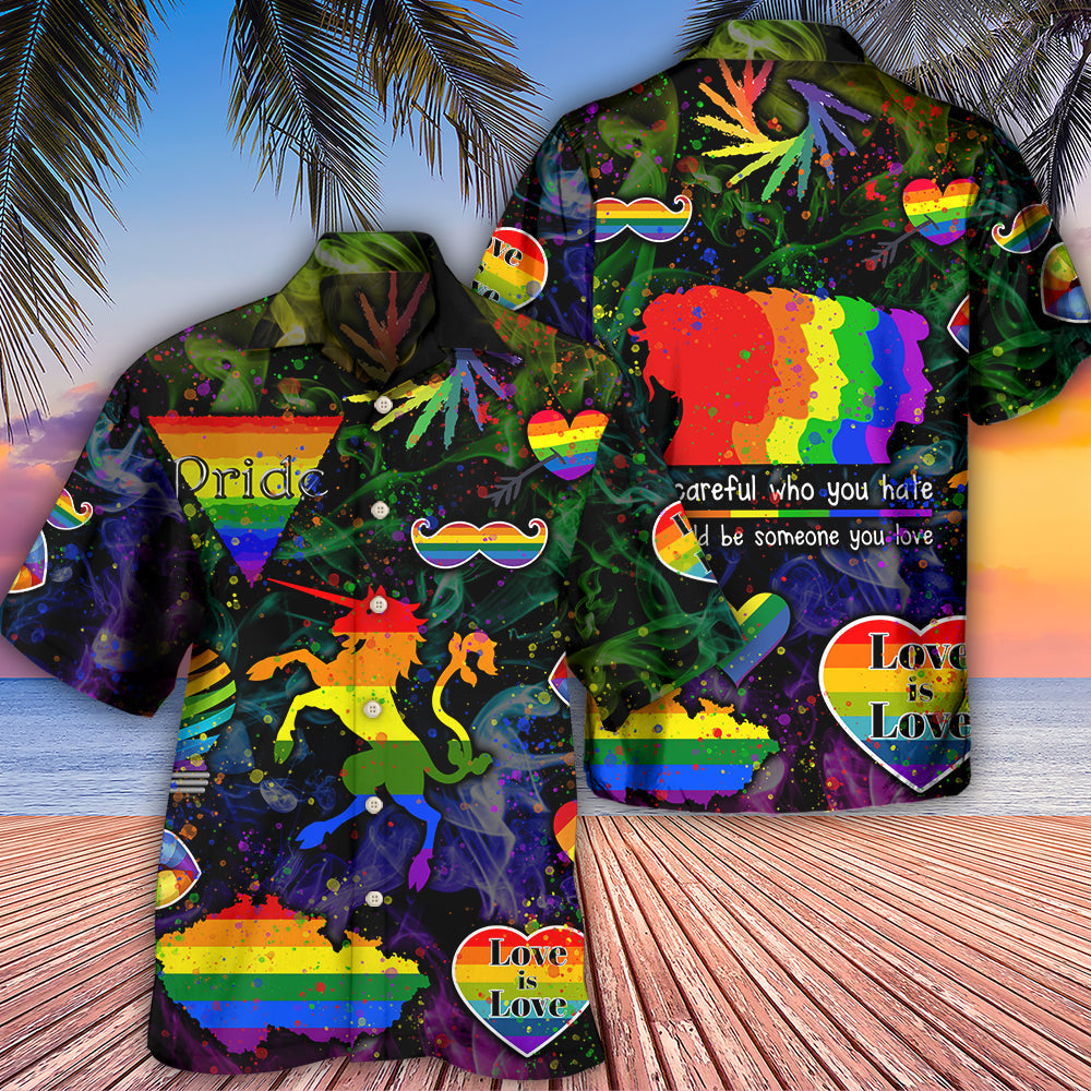 Rainbow Pride Careful Hate Hawaiian Shirt For Warm Weather Adventures And Everyday Comfort