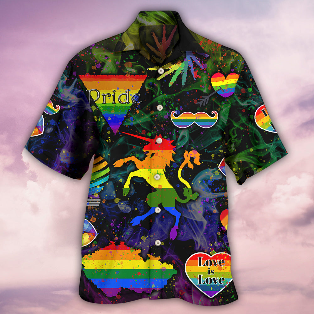 Rainbow Pride Careful Hate Hawaiian Shirt Pattern Detail For Vacation Travel And Daily Wear