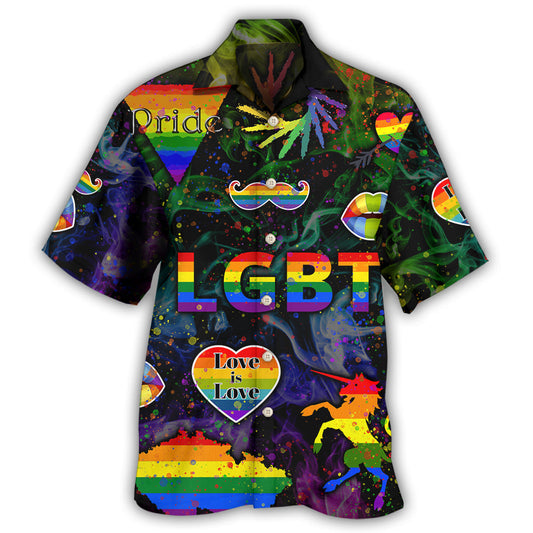 Creative Bold Equality Rainbow Hawaiian Shirt For Tropical Holidays, Outdoor Gatherings, And Everyday Comfort