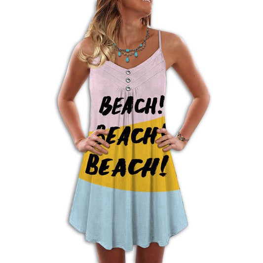 Fresh Beach Love – Women's Summer Sleeveless V-Neck Camisole Dress