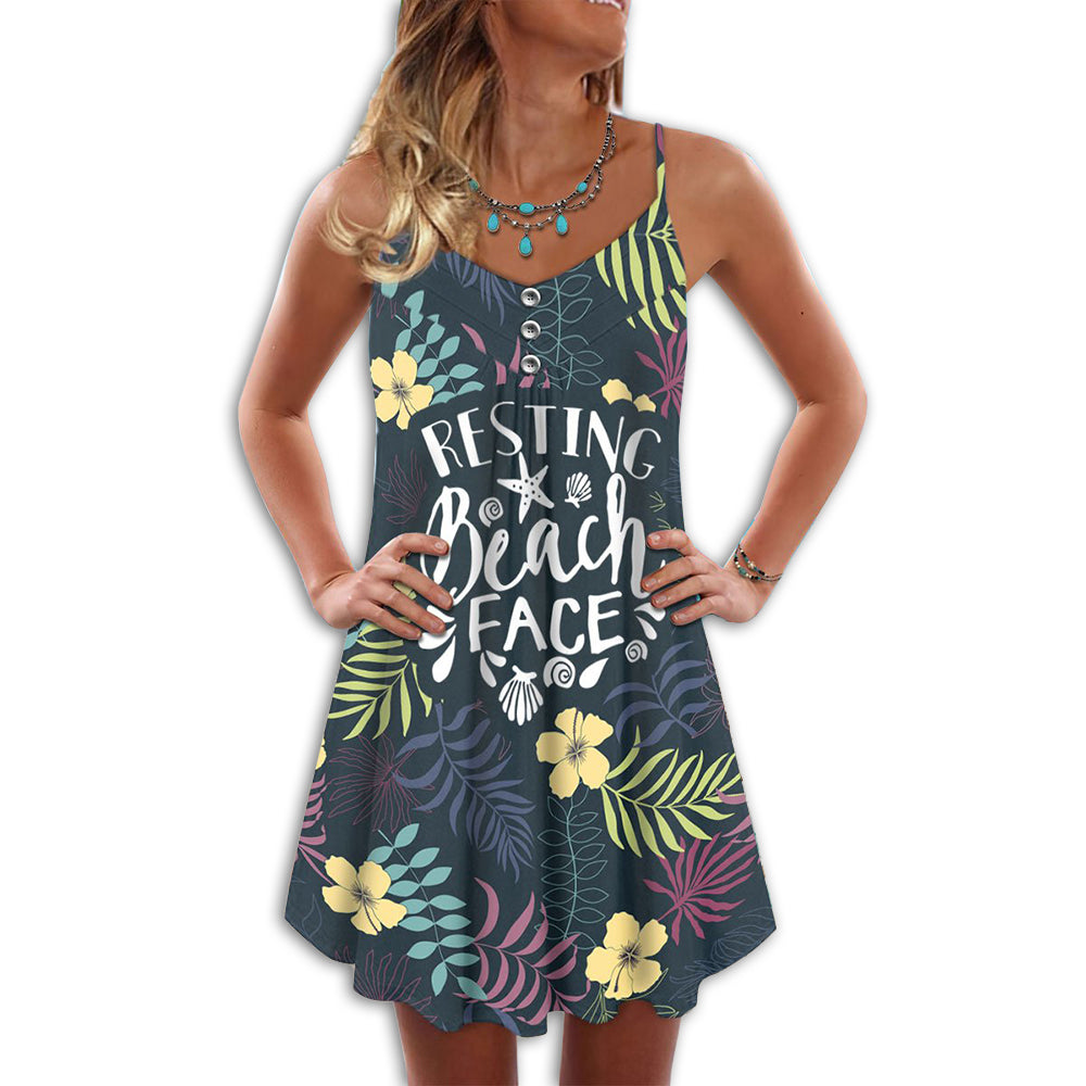 Beach Face Beautiful Flowers V-Neck Sleeveless Cami Dress For Beach Festivals And Comfortable Summer Outfits