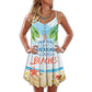 Beach Girl Love Trip V-Neck Sleeveless Cami Dress For Tropical Parties And Casual Everyday Style