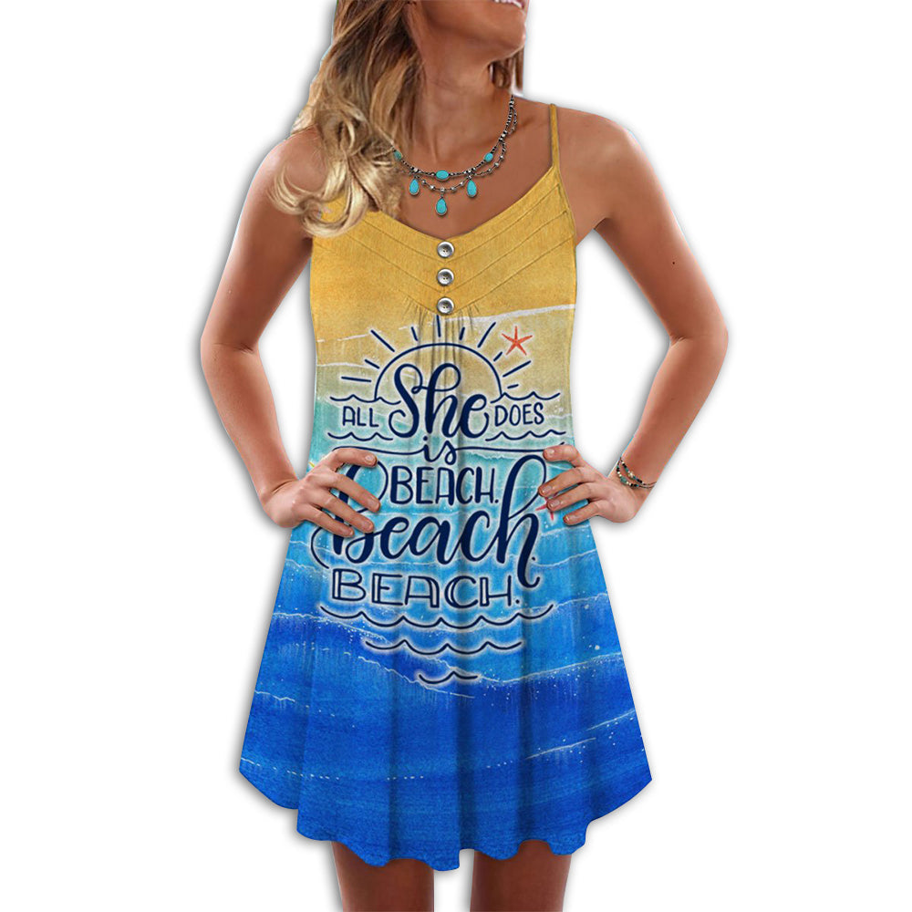 Beach Girl Love Sun V-Neck Sleeveless Cami Dress For Beach Festivals And Comfortable Summer Outfits