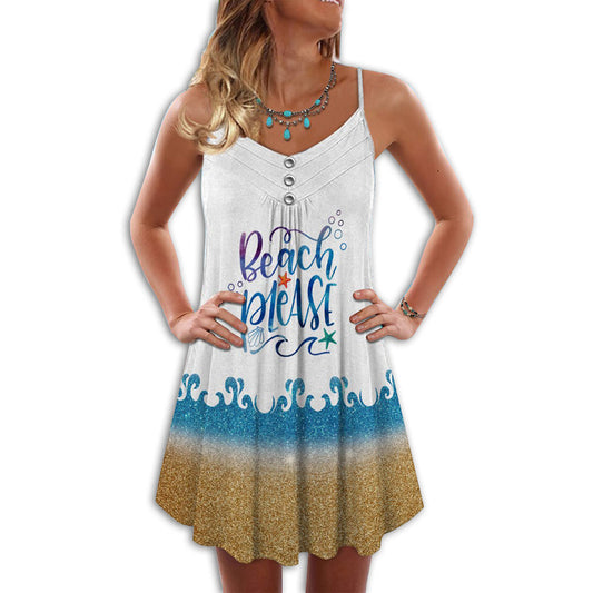 Lovely Beach Life Please – Women's Summer Sleeveless V-Neck Camisole Dress