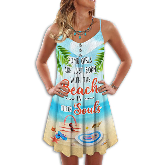 Born For The Beach – Women's Summer Sleeveless V-Neck Camisole Dress
