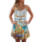 Beach Souls V-Neck Sleeveless Cami Dress For Tropical Parties And Casual Everyday Style