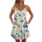 Beach Vibe Palm And Sun Glass V-Neck Sleeveless Cami Dress For Island Holidays And Thoughtful Gifting