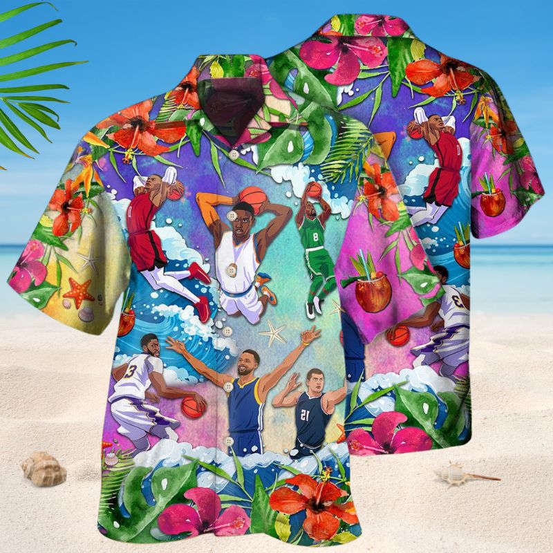 Summer Beach Basketball Hawaiian Shirt For Island Getaways, Outdoor Gatherings, And Comfortable Summer Wear