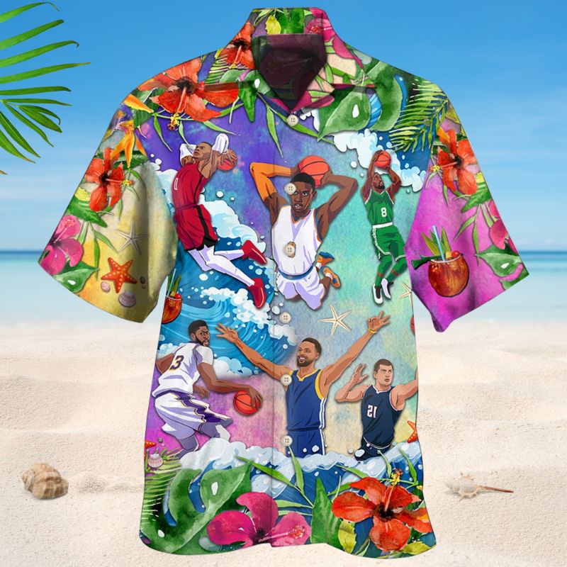 Summer Beach Basketball Hawaiian Shirt For Island Getaways, Outdoor Gatherings, And Comfortable Summer Wear