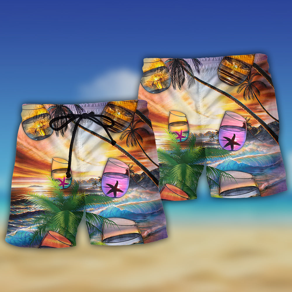 Beach Cocktail Summer Relax Beach Shorts Pattern Detail For Sunny Outdoor Activities