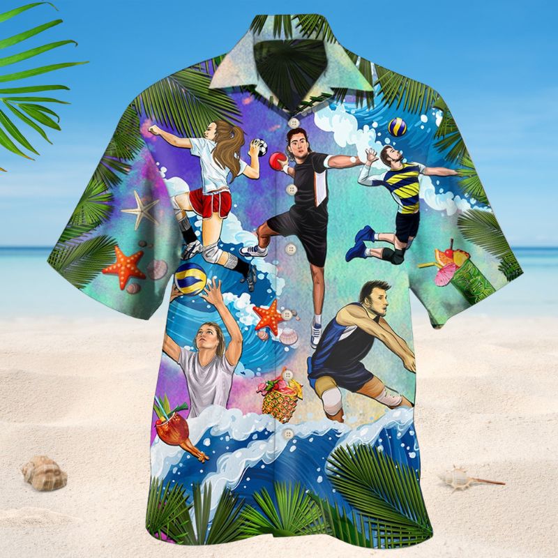 Tropical Beach Handball Hawaiian Shirt For Island Getaways, Outdoor Gatherings, And Comfortable Summer Wear