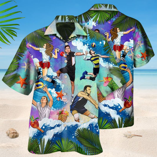 Tropical Beach Handball Hawaiian Shirt For Island Getaways, Outdoor Gatherings, And Comfortable Summer Wear