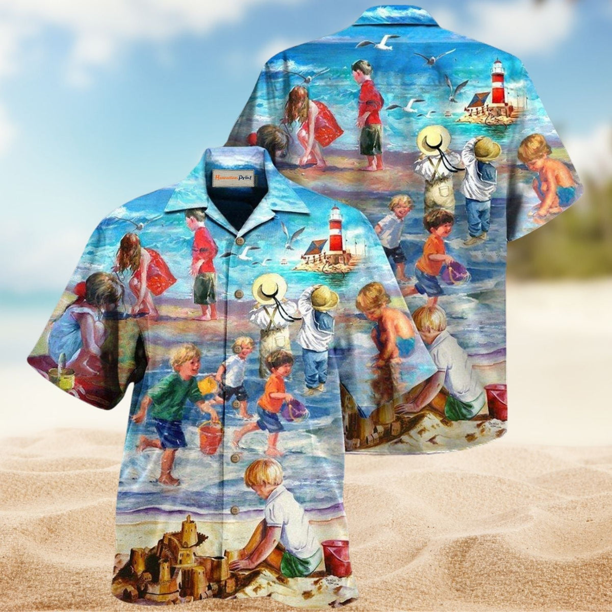 Beach Peace Within Hawaiian Shirt For Summer Vacation, Beach Travel, And Casual Wear
