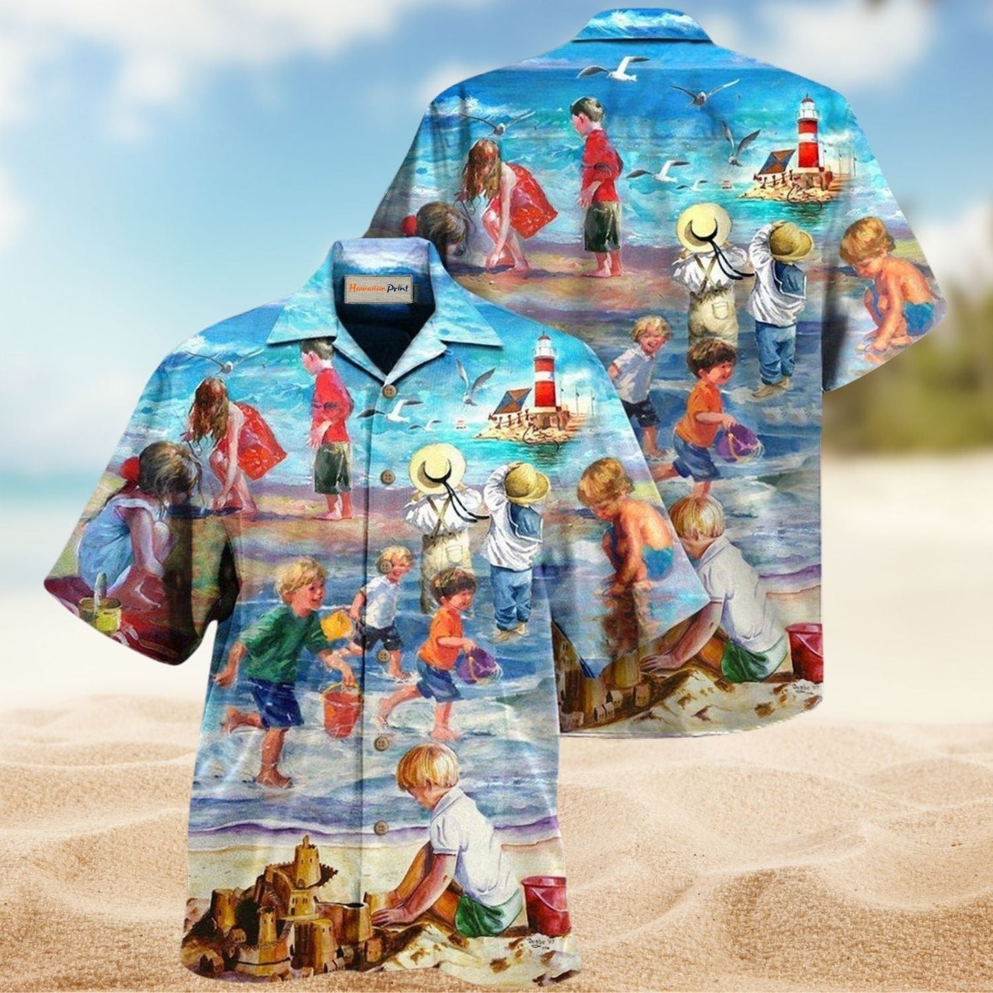 Beach Peace Within Hawaiian Shirt For Summer Vacation, Beach Travel, And Casual Wear
