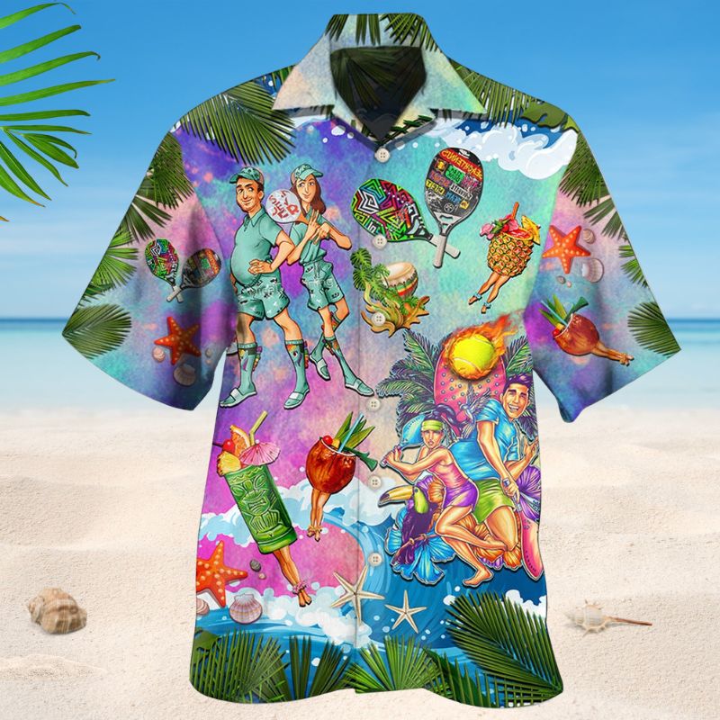 Tropical Beach Tennis Hawaiian Shirt For Island Getaways, Outdoor Gatherings, And Comfortable Summer Wear