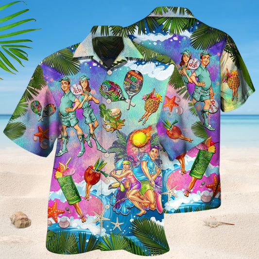 Tropical Beach Tennis Hawaiian Shirt For Island Getaways, Outdoor Gatherings, And Comfortable Summer Wear