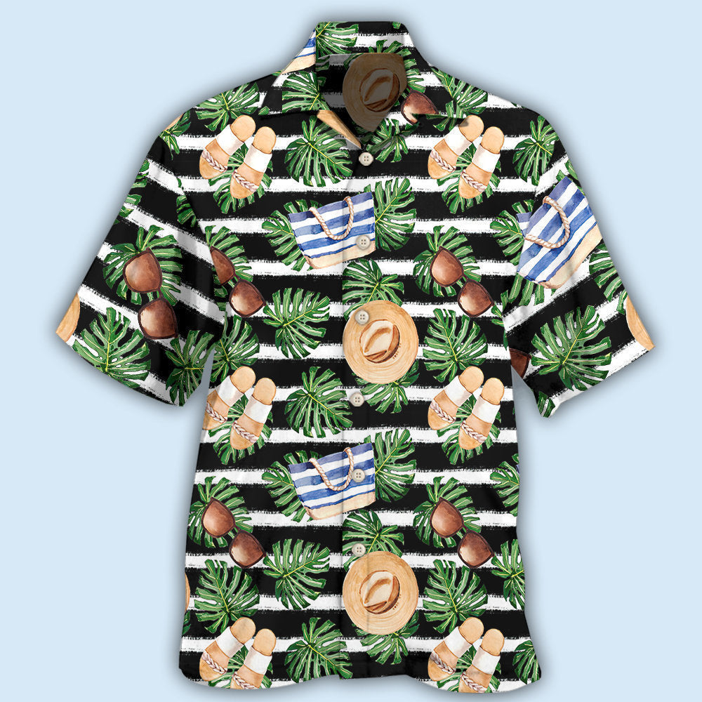 Tropical Beachwear Leaf Pattern Hawaiian Shirt For Island Getaways, Outdoor Gatherings, And Comfortable Summer Wear