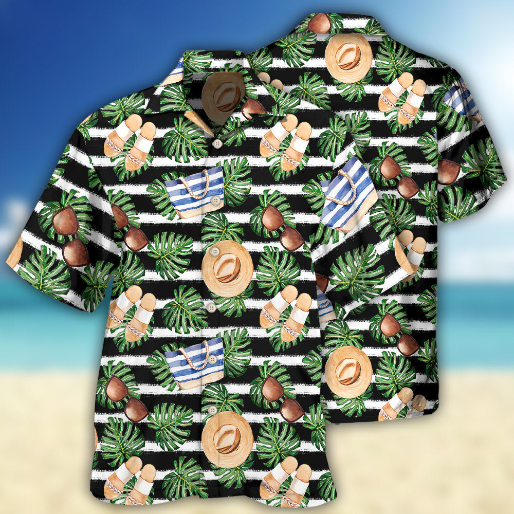 Tropical Beachwear Leaf Pattern Hawaiian Shirt For Island Getaways, Outdoor Gatherings, And Comfortable Summer Wear