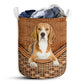 Small Size Beagle Dog Rattan Texture Laundry Basket For Bathroom Bedroom Storage