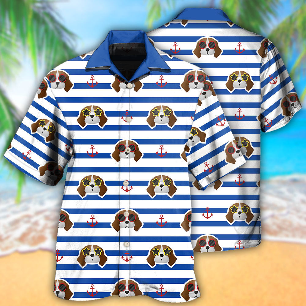 Cute Beagle Anchor Hawaiian Shirt For Coastal Travel, Casual Events, And Comfortable Summer Wear