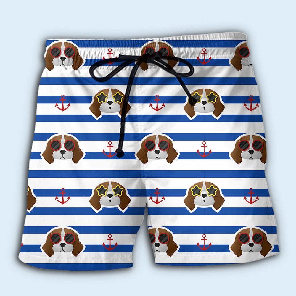 Beagle Cute Anchor Theme Beach Shorts Design Detail For Resort And Beach Day Style
