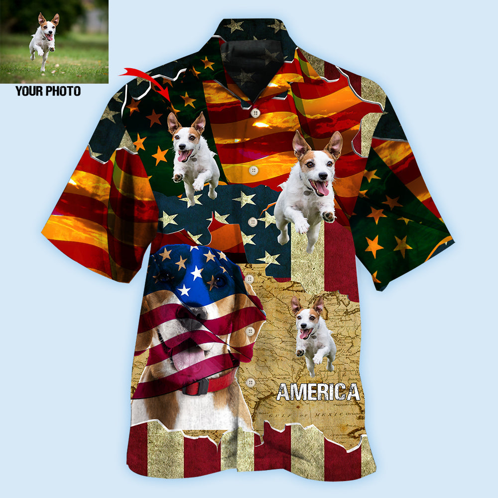 Beagle American Sunset Custom Photo Hawaiian Shirt Artwork View For Weekend Travel And Beach Style